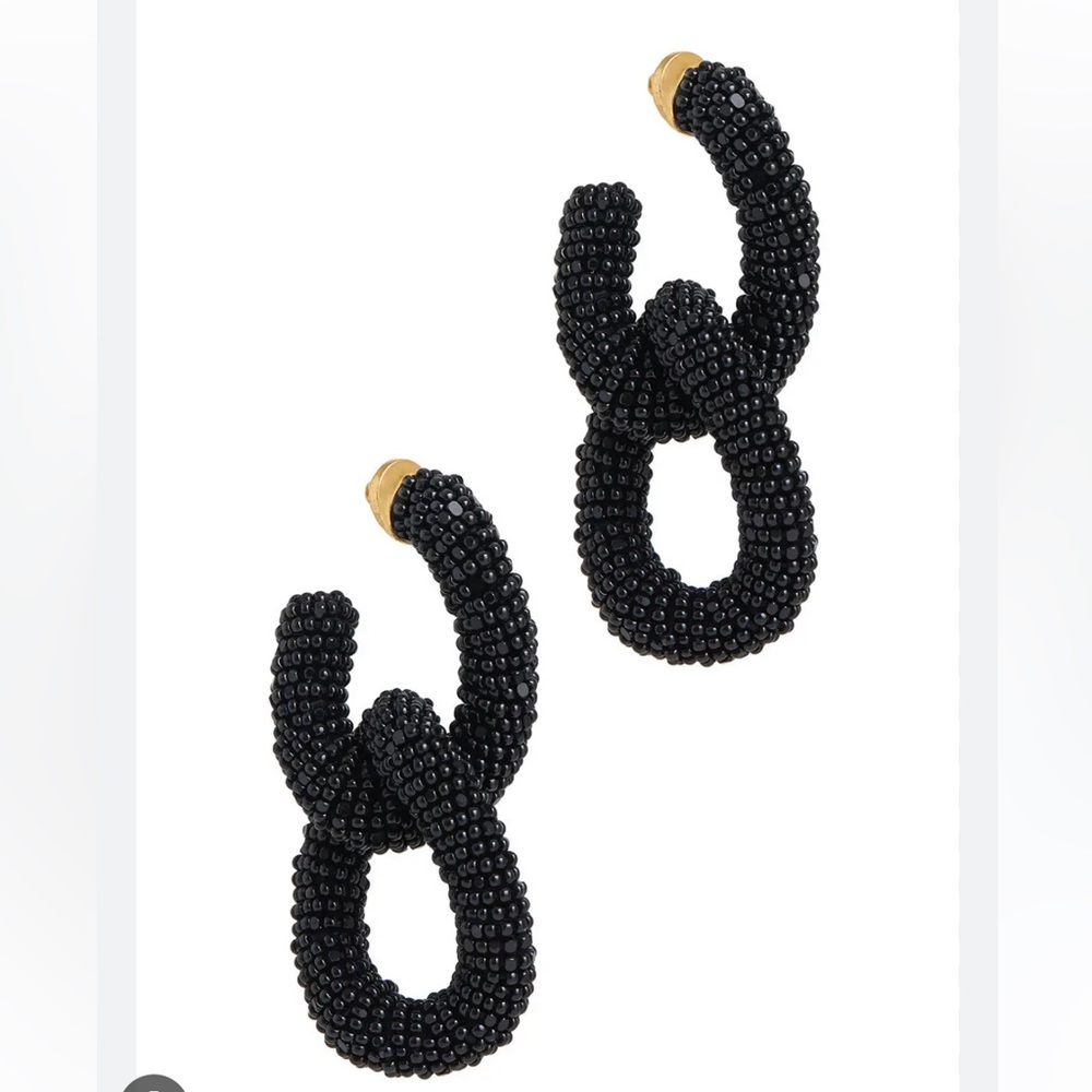 Oscar de la Renta Black Beaded Earrings